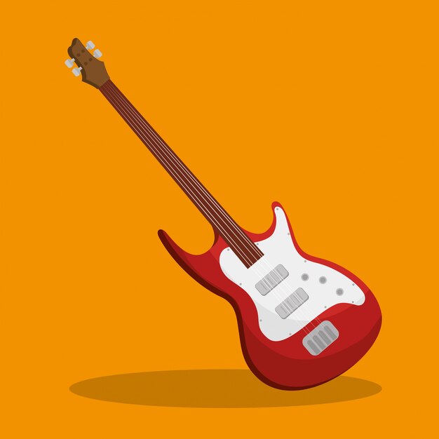 Ilustración aislada de instrumento eléctrico de guitarra