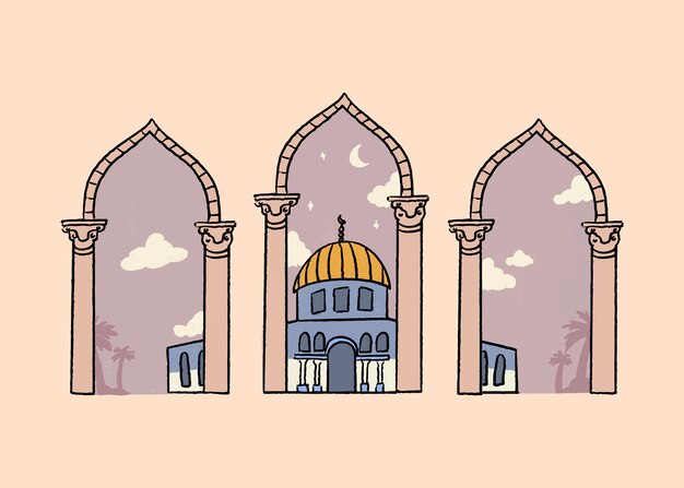 Ilustración de al aqsa dibujada a mano
