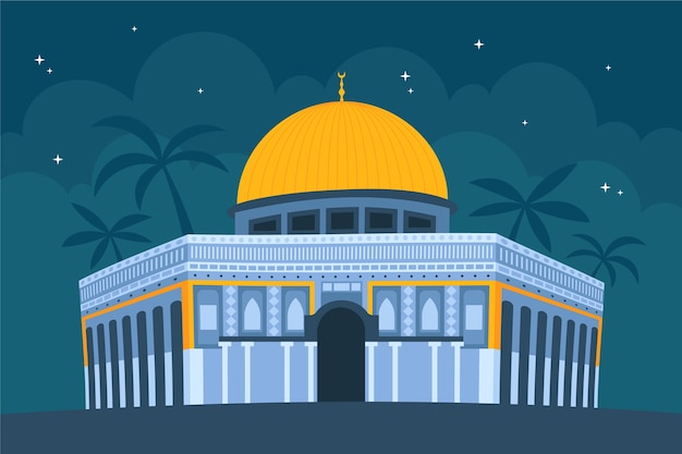 Ilustración de al aqsa de diseño plano dibujado a mano