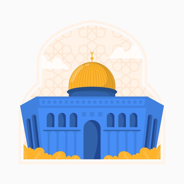 Ilustración de al aqsa de diseño plano dibujado a mano
