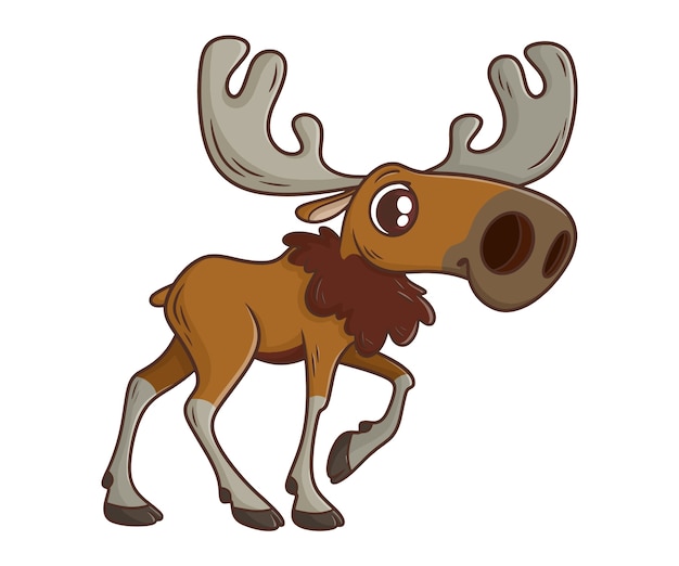 Ilustración de alces de dibujos animados dibujados a mano
