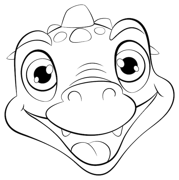 Ilustración alegre de la cabeza de un dinosaurio de dibujos animados