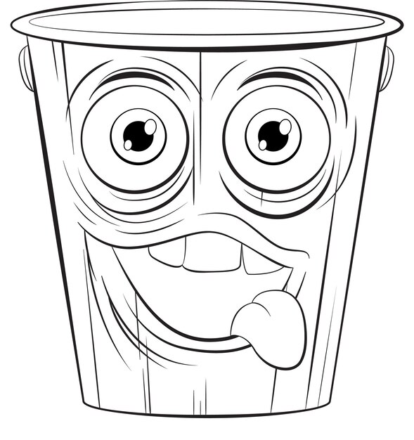 Ilustración alegre del cubo de basura de dibujos animados