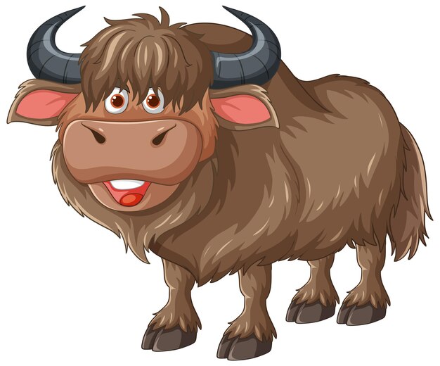 Ilustración alegre de dibujos animados de Yak