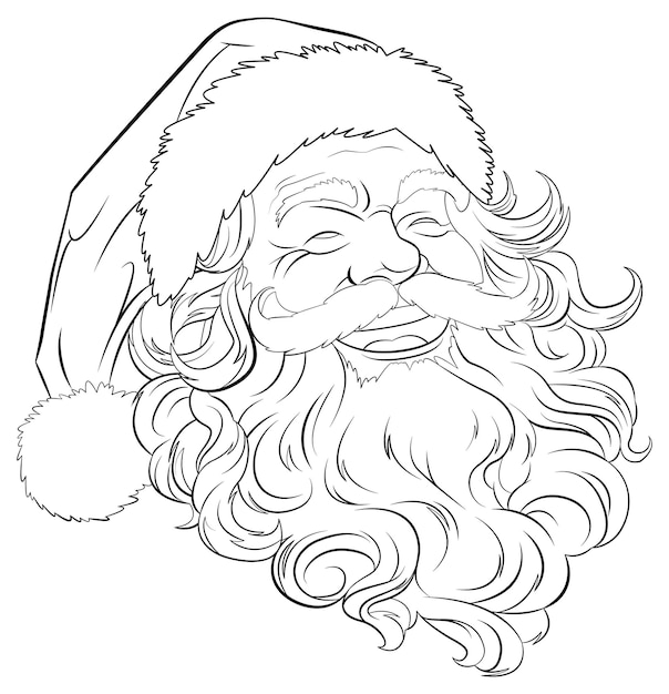 Ilustración alegre del esquema de la cara de Papá Noel