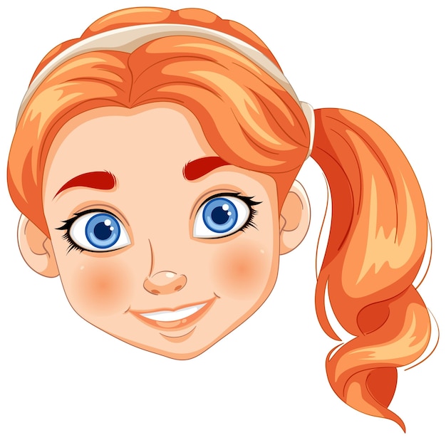 Ilustración de la alegre niña de ojos azules