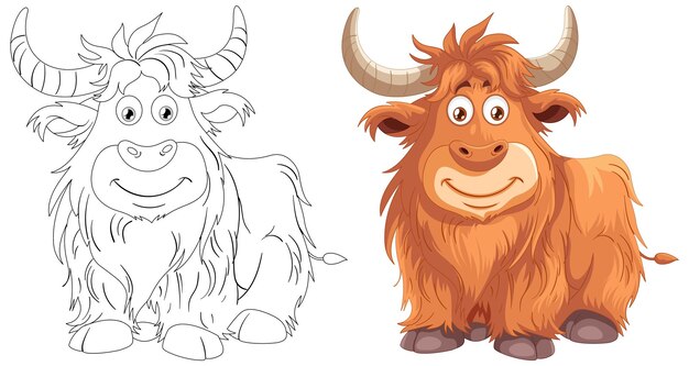 La ilustración de la alegre vaca de las tierras altas