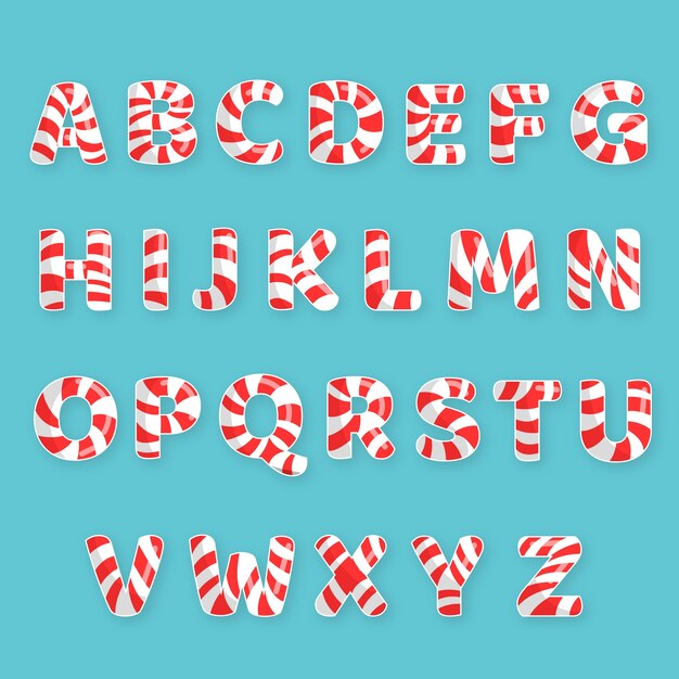 Ilustración de alfabeto de Navidad de bastón de caramelo