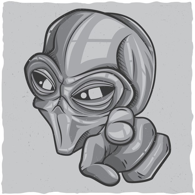Ilustracion de alien apuntando
