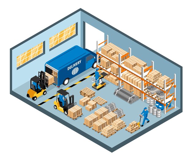 Ilustración de almacén de distribución