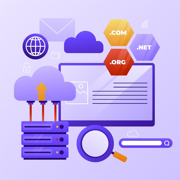 Ilustración de alojamiento de sitio web degradado