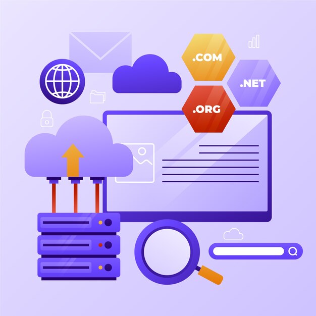 Ilustración de alojamiento de sitio web degradado