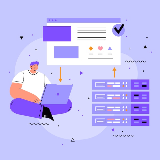 Ilustración de alojamiento de sitios web creativos