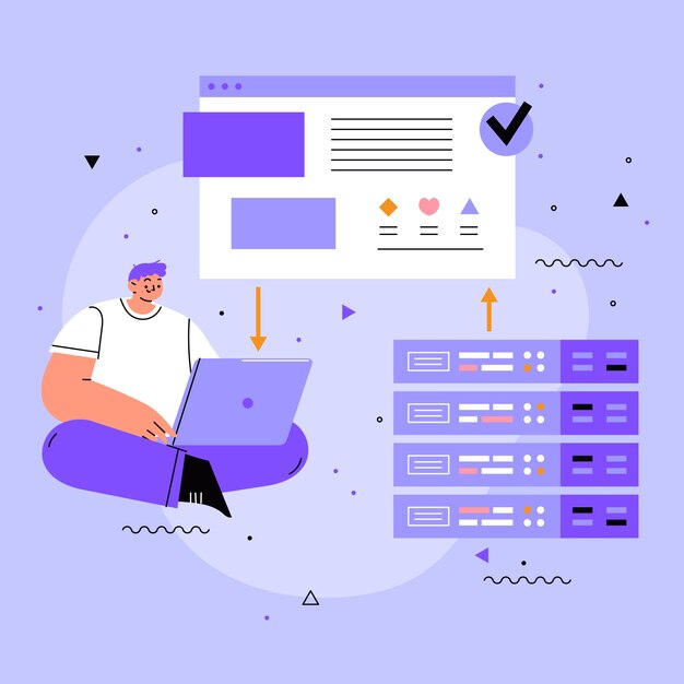 Ilustración de alojamiento de sitios web creativos