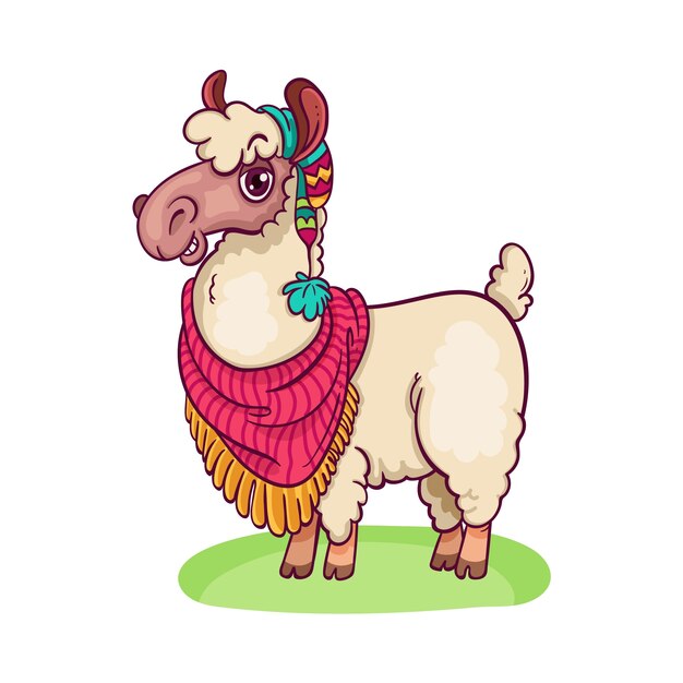 Ilustración de alpaca dibujada a mano