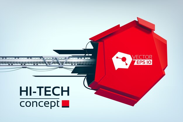 Ilustración de alta tecnología con diseño de dispositivo de comunicación rojo en estilo realista