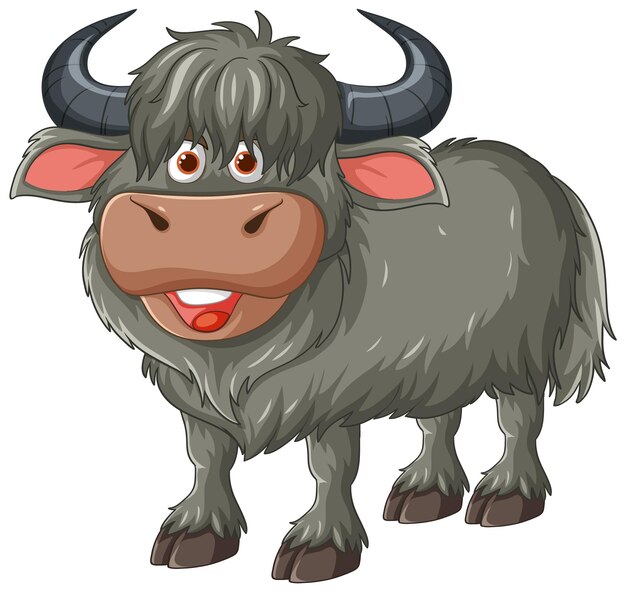 Ilustración amigable de dibujos animados de Yak