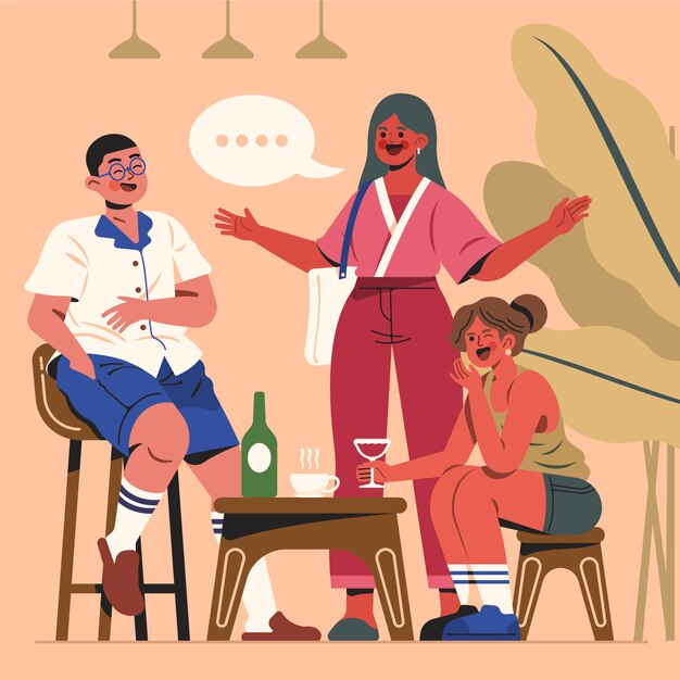 Ilustración de amigos dibujados a mano