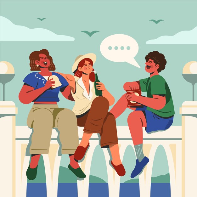 Ilustración de amigos dibujados a mano
