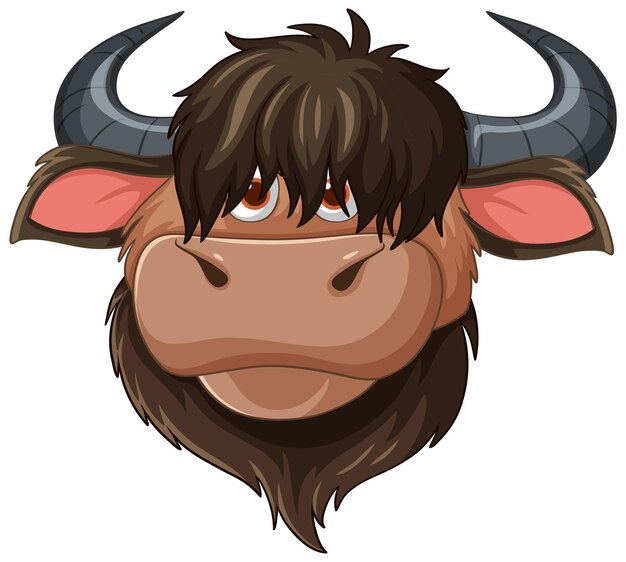Ilustración amistosa de la cabeza de toro de dibujos animados