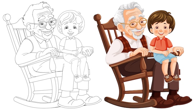 Ilustración del amor y el cuidado de los abuelos