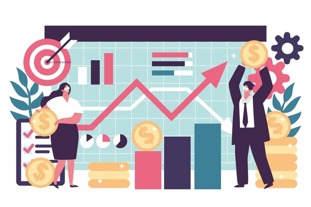 Ilustración de análisis del mercado de valores
