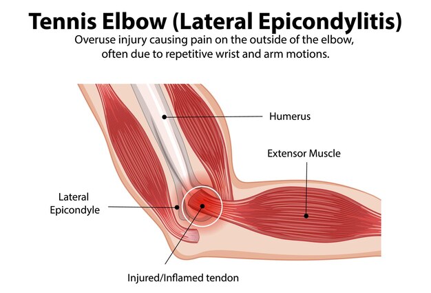 Ilustración de la anatomía del codo de tenis