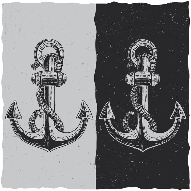 Ilustración de anclajes en blanco y negro