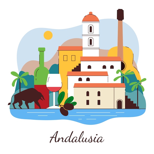 Vector gratuito ilustración de andalucía dibujada a mano.