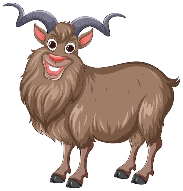 Ilustración animada de una cabra alegre