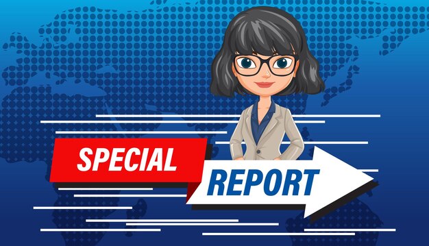 Ilustración animada de un reportaje especial de noticias