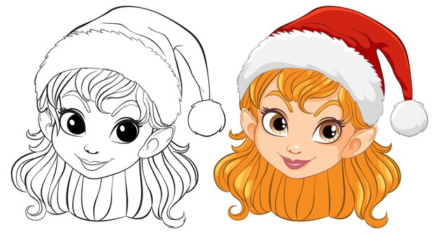 Vector gratuito ilustración de la animadora festiva en el sombrero de papá noel