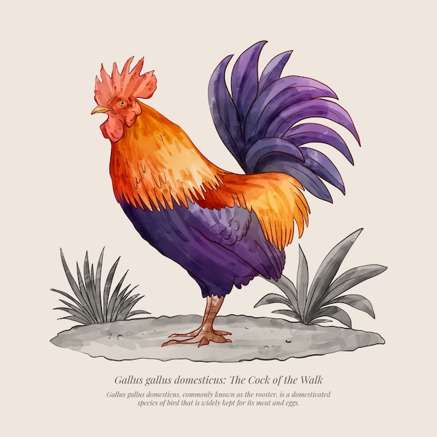 Vector gratuito ilustración animal dibujada a mano retro acuarela