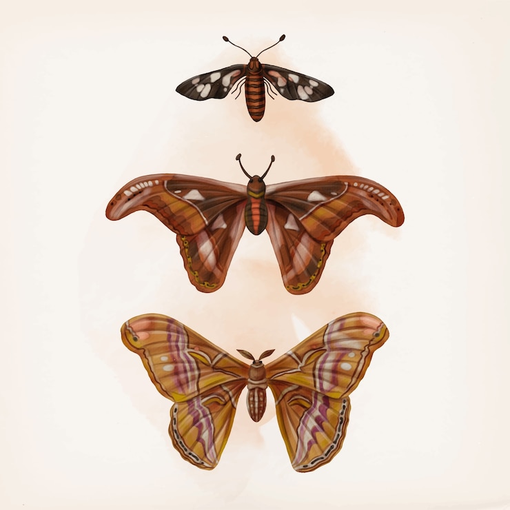 Vector gratuito ilustración animal retro mariposa