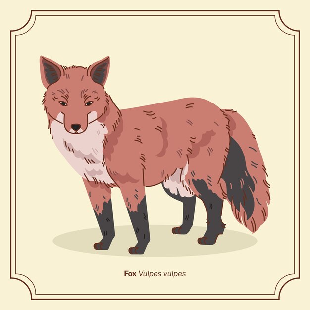 Ilustración de animales dibujada a mano retrógrada