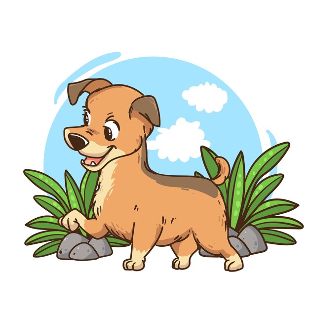 Ilustración de animales de dibujos animados dibujada a mano