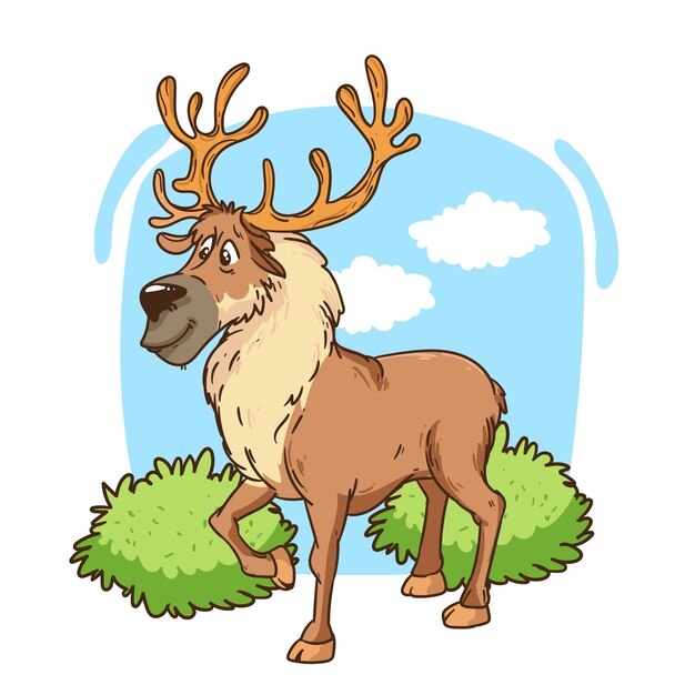 Ilustración de animales de dibujos animados dibujada a mano
