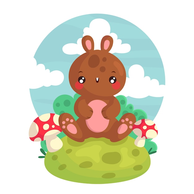 Vector gratuito ilustración de animales kawaii dibujados a mano