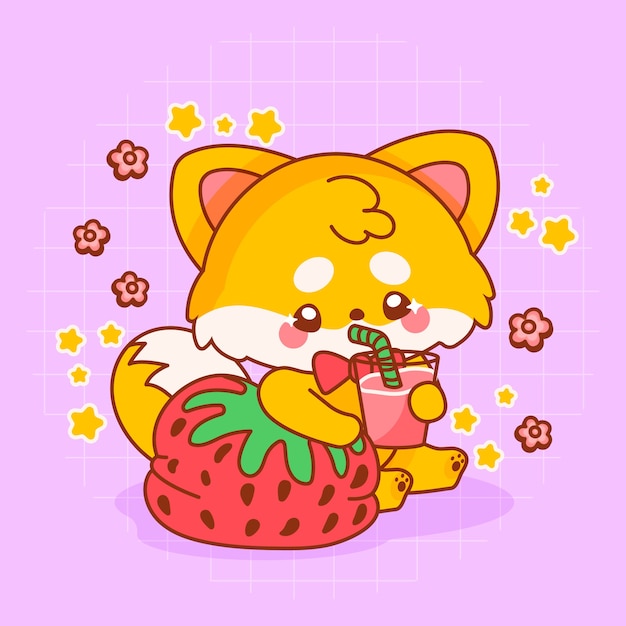 Ilustración de animales kawaii dibujados a mano