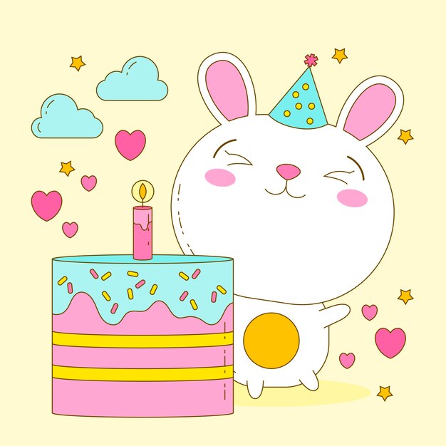 Ilustración de animales kawaii dibujados a mano