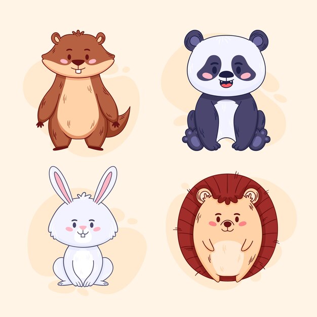 Ilustración de animales parecidos a niños dibujados a mano