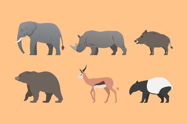 Vector gratuito ilustración de animales salvajes degradados