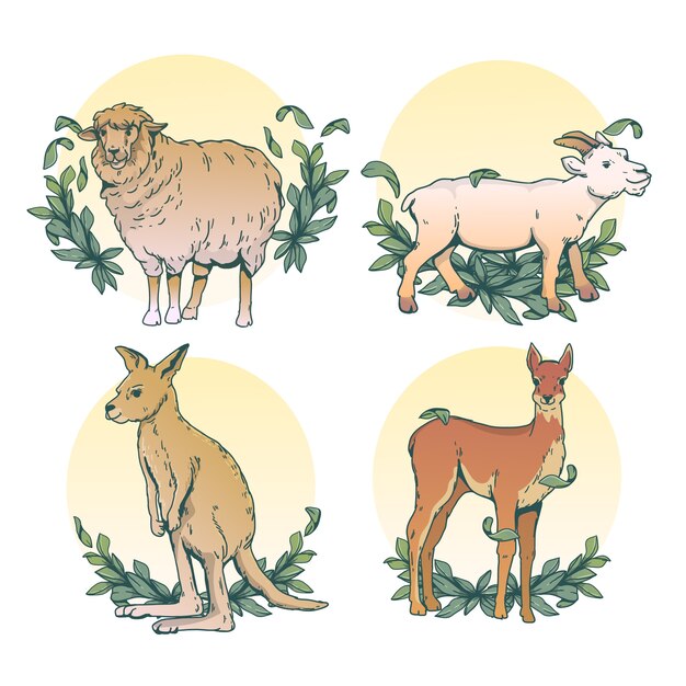Ilustración de animales salvajes dibujada a mano