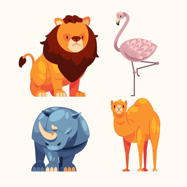 Ilustración de animales salvajes dibujados a mano