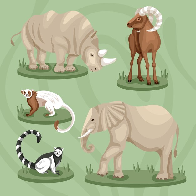 Ilustración de animales salvajes dibujados a mano