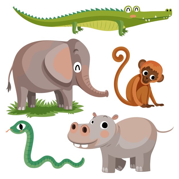 Ilustración de animales salvajes dibujados a mano