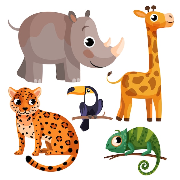 Ilustración de animales salvajes dibujados a mano