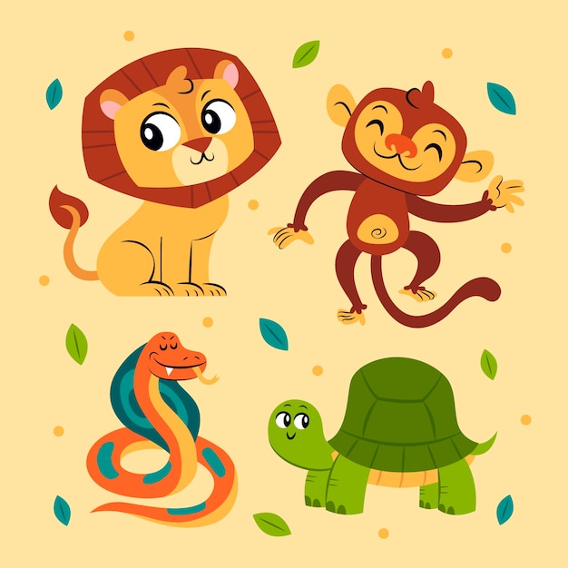 Ilustración de animales salvajes de diseño plano