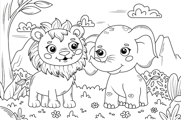 Ilustración de animales del zoológico dibujados a mano