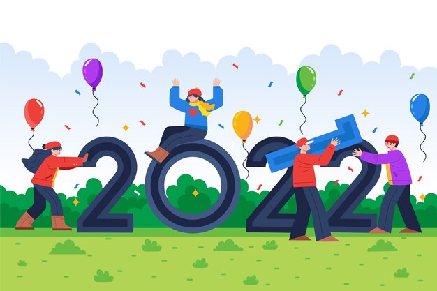 Ilustración de año cambiante plano
